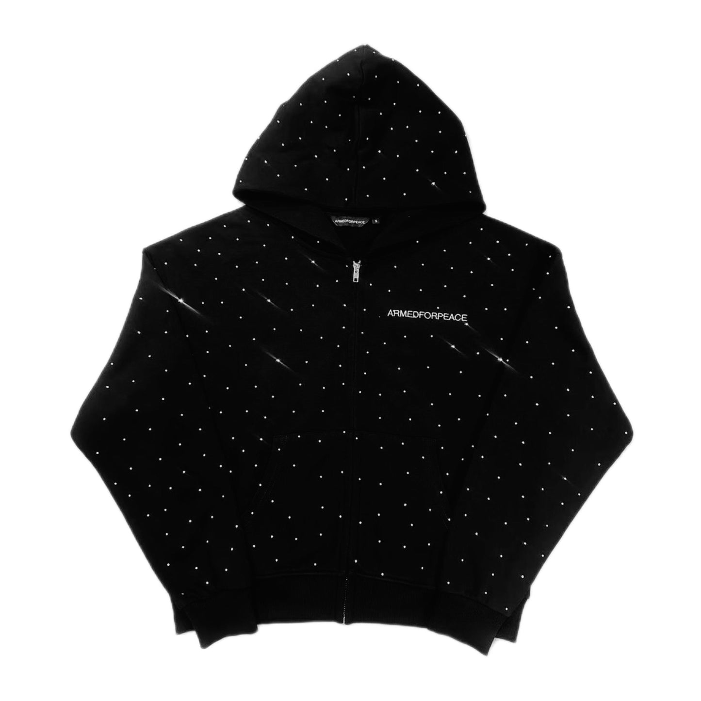 Black Rhinestone Zip Hoodie