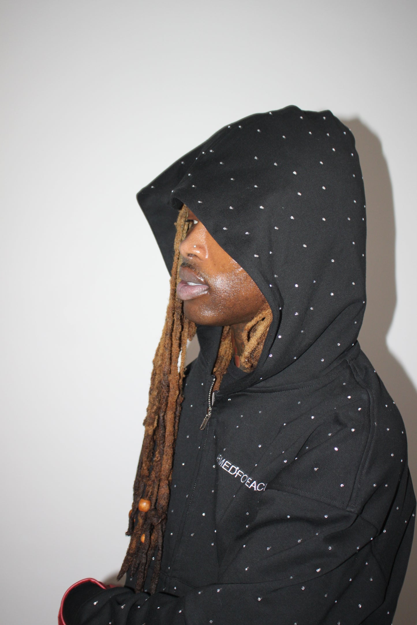 Black Rhinestone Zip Hoodie
